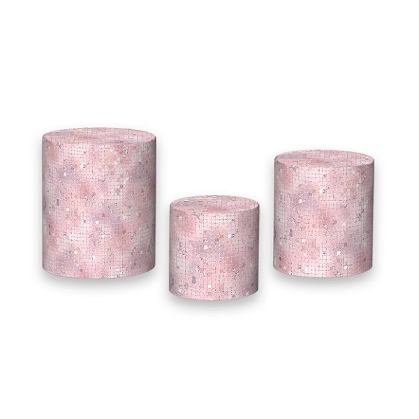 Trio De Capas De Cilindro - Efeito Lantejoulas Rosa Claro 054