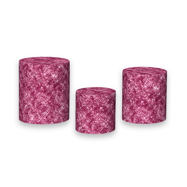 Trio De Capas De Cilindro - Efeito Lantejoulas Rosa Pink 056