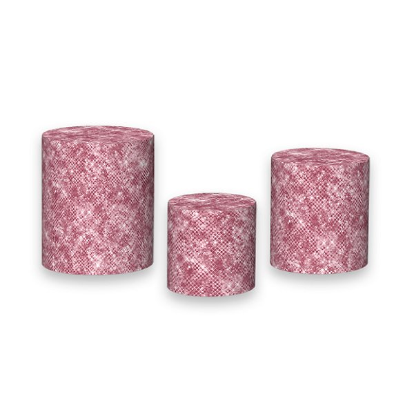 Trio De Capas De Cilindro - Efeito Lantejoulas Rosa Suave 057