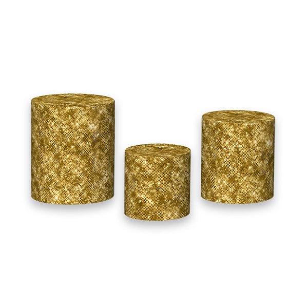 Trio De Capas De Cilindro - Efeito Glitter Dourado 061