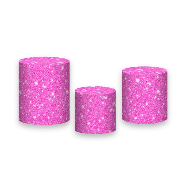 Trio De Capas De Cilindro - Efeito Glitter Rosa Pink 080