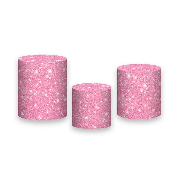 Trio De Capas De Cilindro - Efeito Glitter Rosa Suave 082