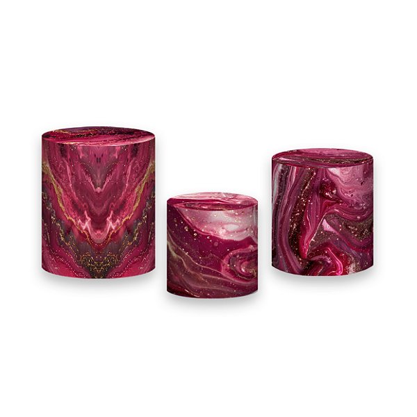 Trio De Capas De Cilindro - Efeito Marmorizado Avermelhado 086