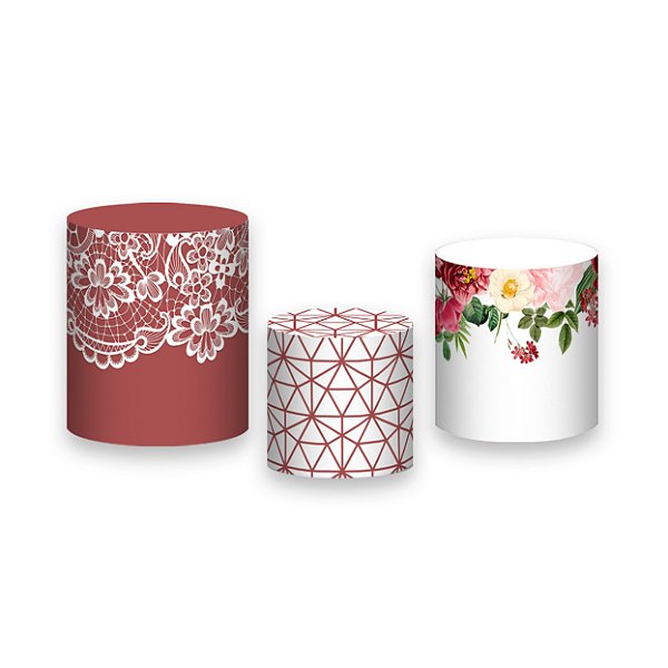 Trio De Capas De Cilindro - Geométrico Floral 017