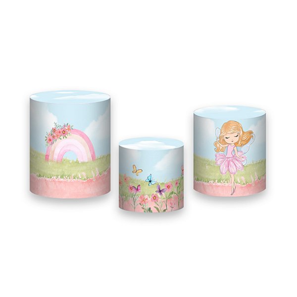 Trio De Capas De Cilindro - Fadas Cute Aquarela 002
