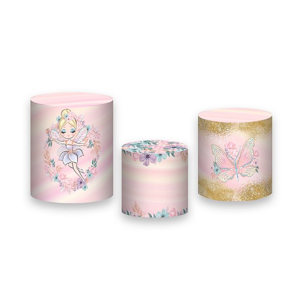 Trio De Capas De Cilindro - Fadas Cute Floral 004