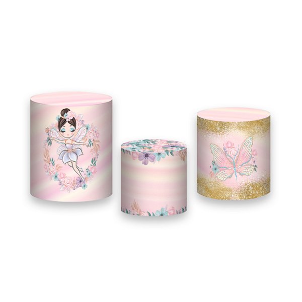 Trio De Capas De Cilindro - Fadinha Cute Floral 005