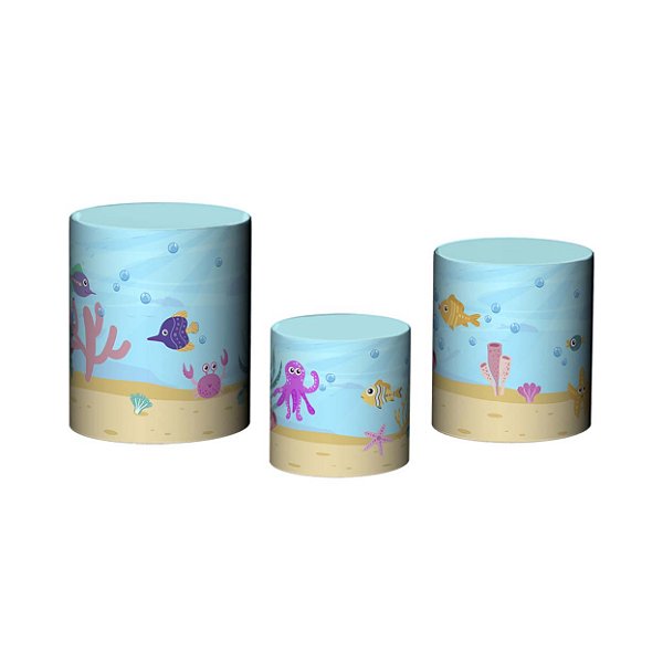 Trio De Capas De Cilindro - Fundo do Mar Cute 002