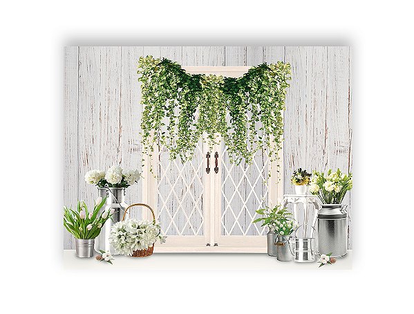 Fundo Fotográfico 1,55 x 1,20 - Páscoa Vasos e Flores 041