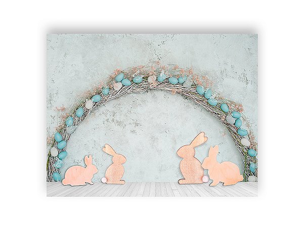 Fundo Fotográfico 1,55 x 1,20 - Páscoa Arco Coelhinhos Clean 045