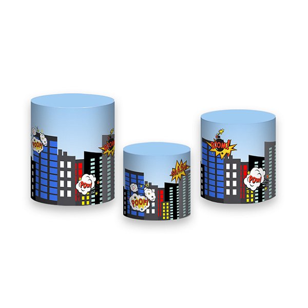 Trio De Capas De Cilindro - Cidade Heróis Céu Azul Claro 006