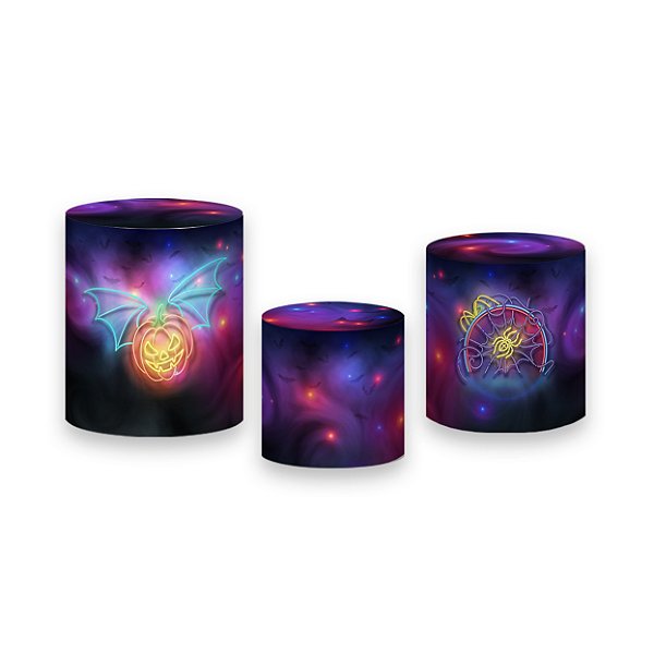 Trio De Capas De Cilindro - Halloween Efeito Neon 010