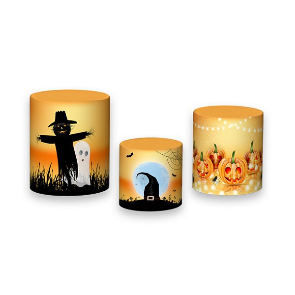 Trio De Capas De Cilindro - Halloween Alaranjado 016