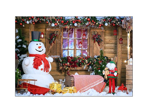 Fundo Fotográfico 2,20 x 1,50 - Boneco De Neve Natal 008