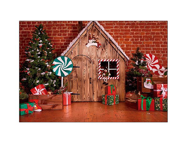 Fundo Fotográfico 2,20 x 1,50 - Casinha de Natal 019