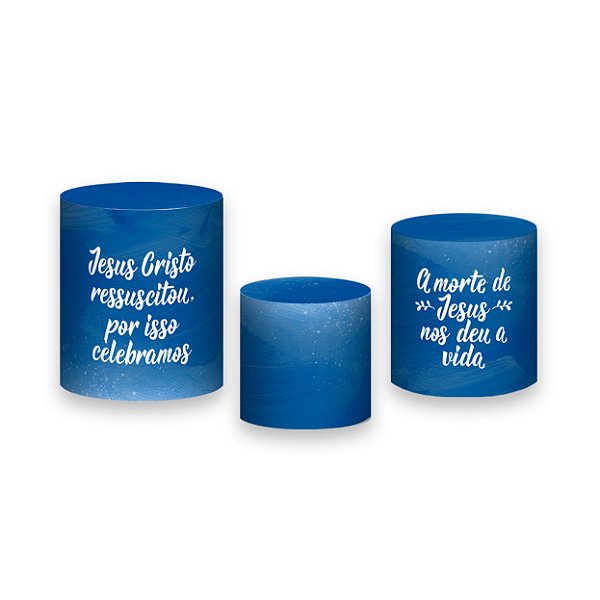 Trio De Capas De Cilindro - Páscoa Cristo Vive Azul 015