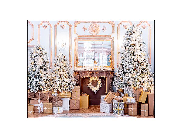 Fundo Fotográfico 1,55 x 1,20 - Sala de Estar com Presentes de Natal 039