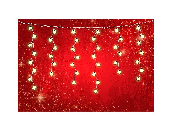Fundo Fotográfico 2,20 x 1,50 - Natal Vermelho com Luzes Estrela 050