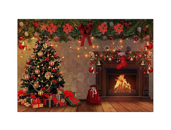 Fundo Fotográfico 2,20 x 1,50 - Natal Árvore com Presentes 057
