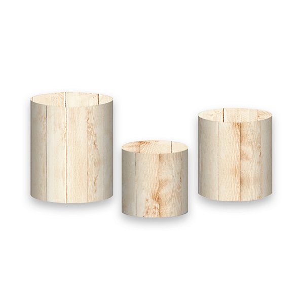 Trio De Capas De Cilindro - Efeito Ripas de Madeira Bege pintado 018