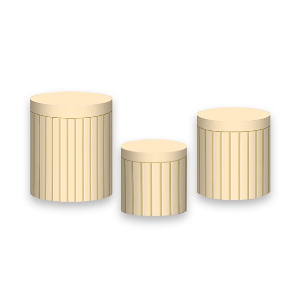 Trio De Capas De Cilindro - Efeito Ripas de Madeira Amarelo Pastel 028