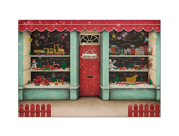 Fundo Fotográfico 2,20 x 1,50 - Loja Brinquedos de Natal 087