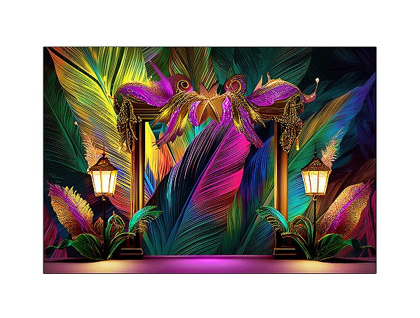 Fundo Fotográfico 2,20 x 1,50 - Carnaval Folhagens Tropicais 039