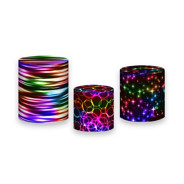 Trio De Capas De Cilindro - Circulos e Formas Efeito Neon 016
