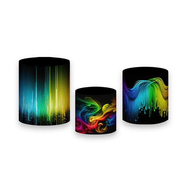 Trio De Capas De Cilindro - Sete Cores Efeito Neon 018