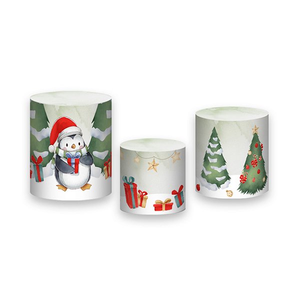 Trio De Capas De Cilindro - Natal Papai Noel e Pinguim 003