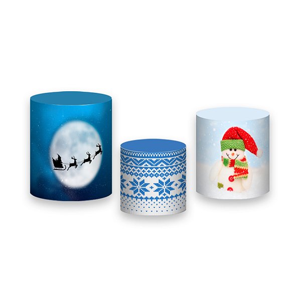 Trio De Capas De Cilindro - Natal Boneco de Neve Cute 016