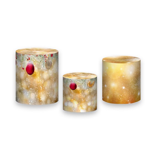 Trio De Capas De Cilindro - Natal Dourado 029