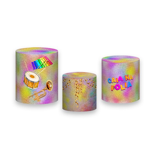 Trio De Capas De Cilindro - Carnaval Efeito Glitter 008