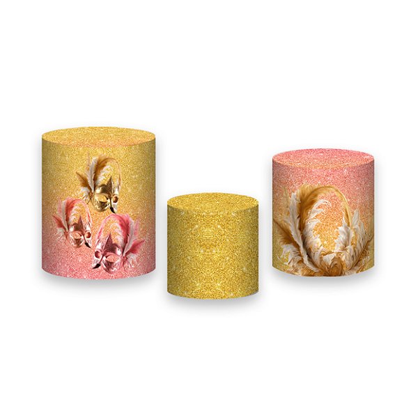 Trio De Capas De Cilindro - Carnaval Dourado e Rosa 018