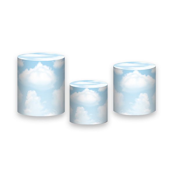 Trio De Capas De Cilindro - Céu Azul Aquarela 005