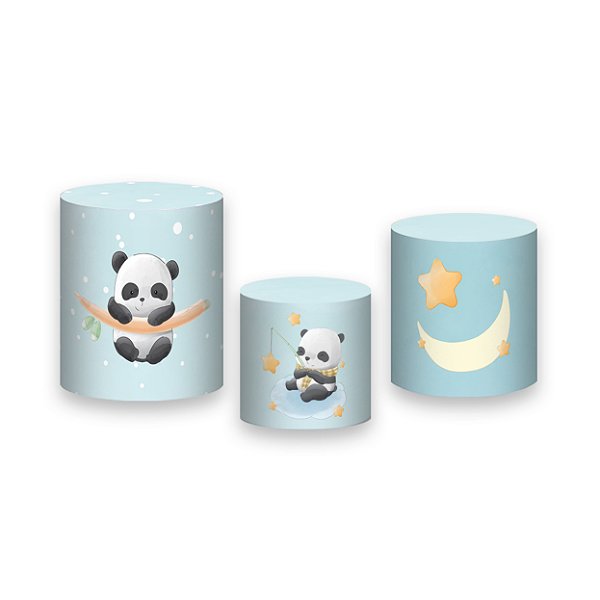 Trio De Capas De Cilindro - Panda Azul 001