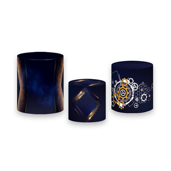 Trio De Capas De Cilindro - Profissão Engenharia Azul e Dourado 010