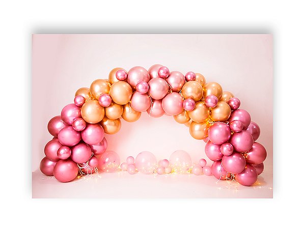 Fundo Fotográfico 2,20 x 1,50 - Decoração Aniversário Balões Rose 012