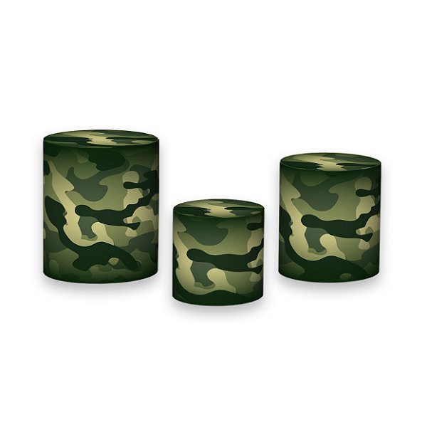 Trio De Capas De Cilindro - Exército estampa Camuflado 019