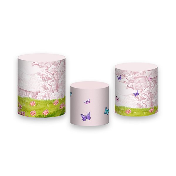 Trio De Capas De Cilindro - Jardim Rosa Delicado 004