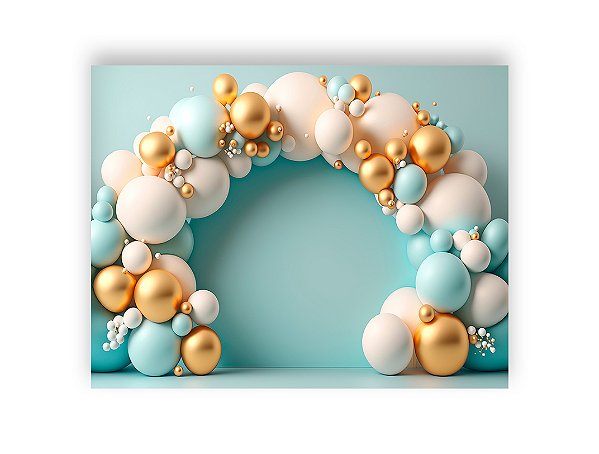 Fundo Fotográfico 1,55 x 1,20 - Arco de Balões Dourado 041