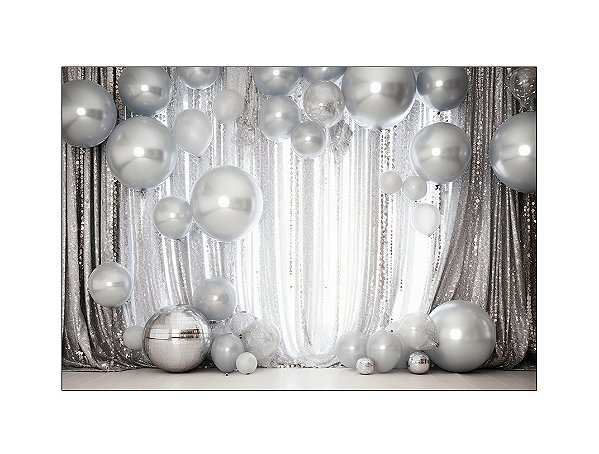 Fundo Fotográfico 2,20 x 1,50 - Cortina Brilhante Suave com Balões 040