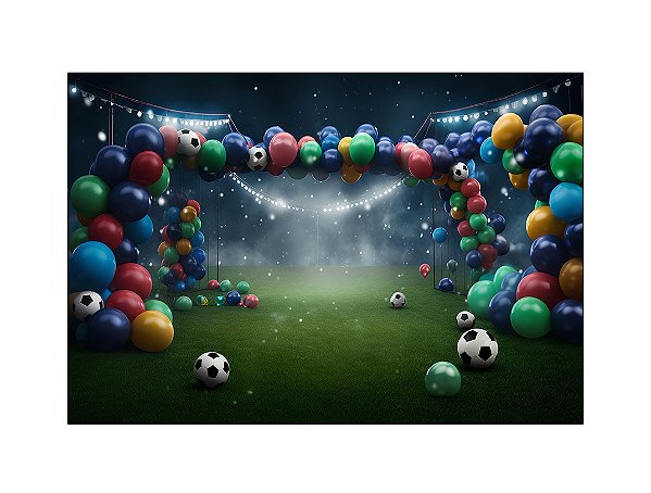 Fundo Fotográfico 2,20 x 1,50 - Futebol Bolas e Balões 047