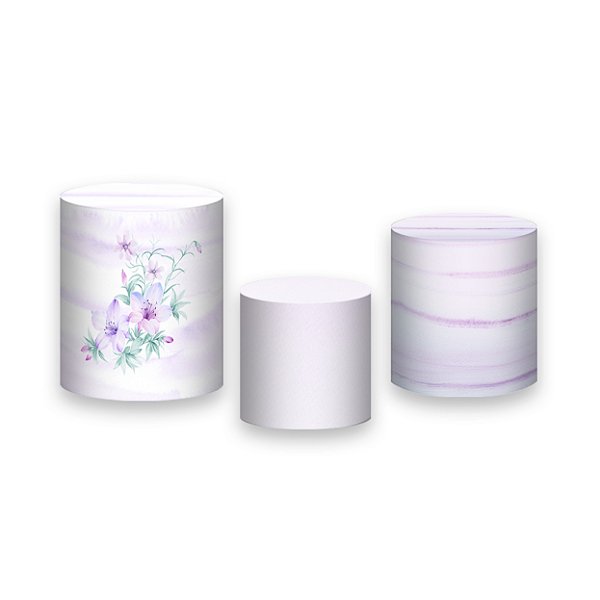 Trio De Capas De Cilindro - Jardim Floral Lilás 029