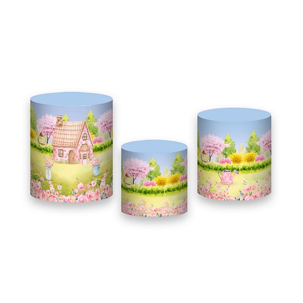 Trio De Capas De Cilindro - Jardim de Bonecas Florido 033