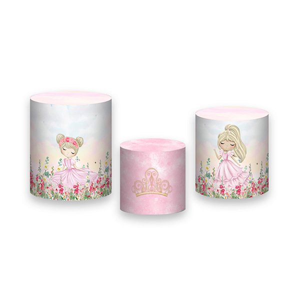 Trio De Capas De Cilindro - Jardim Princesas Cute Aquarela 035