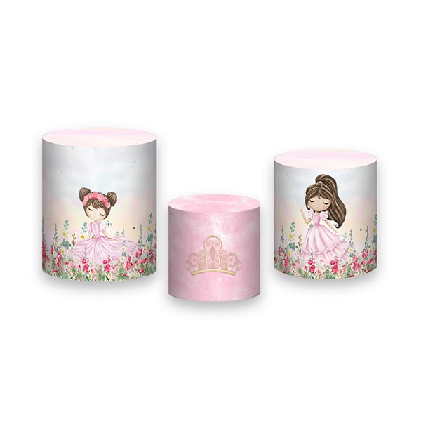 Trio De Capas De Cilindro - Jardim Princesas Cute Floral 036