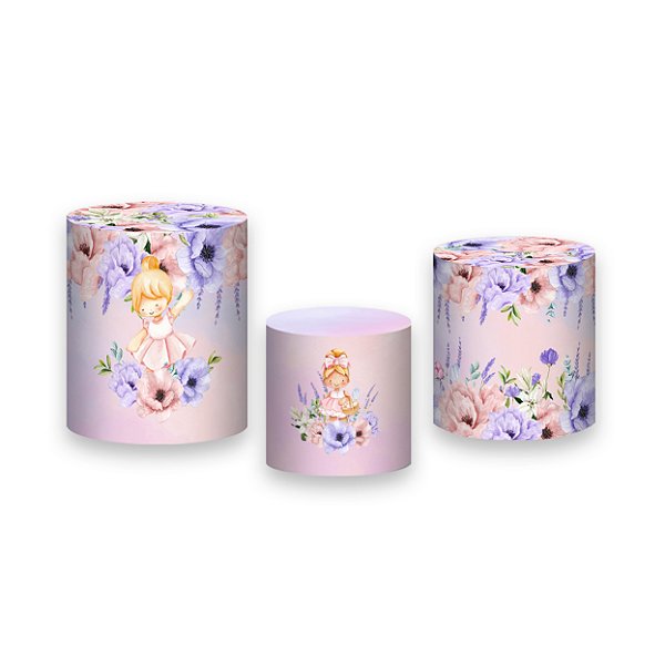 Trio De Capas De Cilindro - Menina no Jardim Florido 038