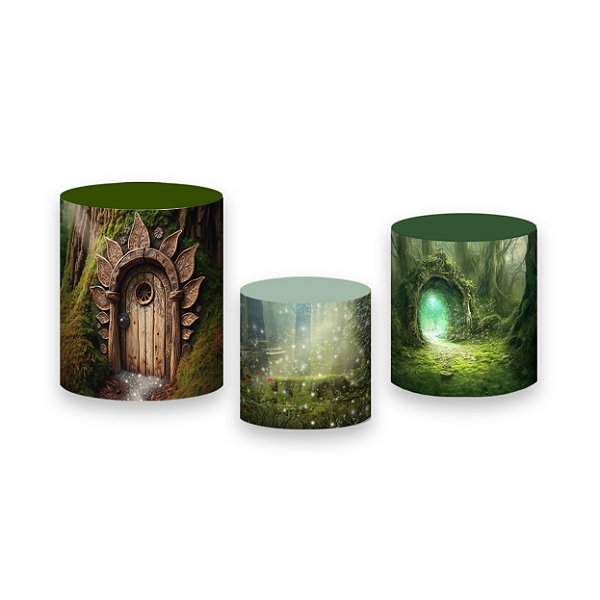 Trio De Capas De Cilindro - Jardim Encantado com Cogumelos 043