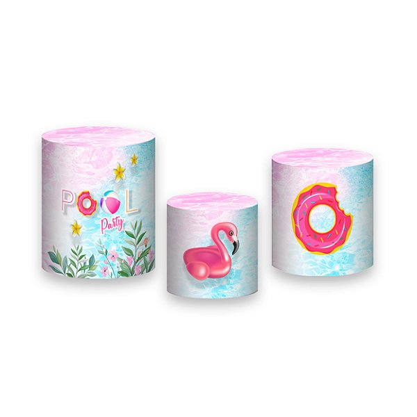 Trio De Capas De Cilindro - Pool Party Azul e Rosa 001